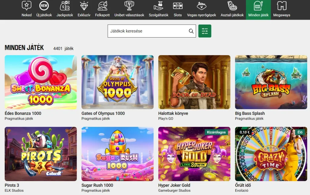 Unibet játékok